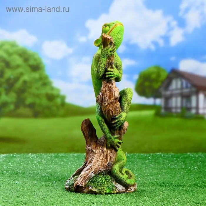 Садовая фигура "Хамелеон на ветке" акрил 17х14х35см