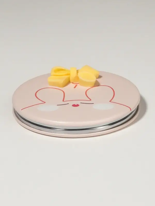 Зеркало складное CUTIE, d=7 см, с увеличением х2, искусственная кожа, бежевое