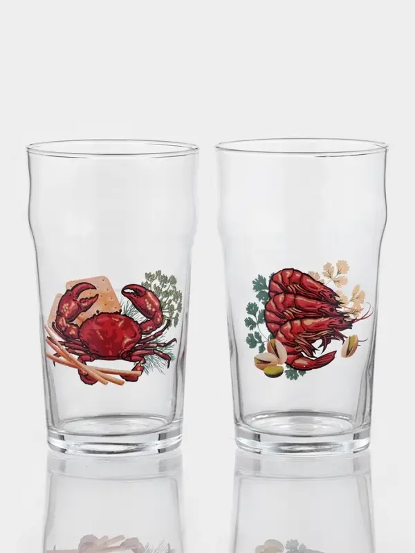 Пивной бокал &laquo;Деликатес&raquo;, 570 мл, стекло, рисунок МИКС