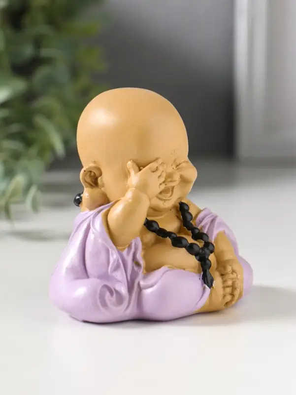 Сувенир полистоун "Маленький хотей в сиреневом одеянии - не вижу" 6,7х9,5х8 см