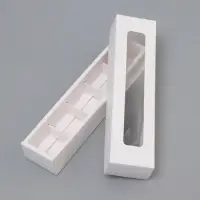 Коробка для 5 конфет с окном, с тонкими разделителями, белый 21&times;5.5&times;3.3 см