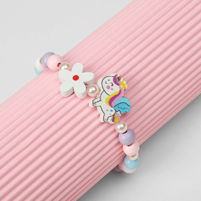 Браслет детский «Выбражулька» единорожка-принц с цветком, цветной Браслет детский «Выбражулька» единорожка-принц с цветком, цветной