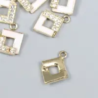 Декор для творчества металл, эмаль, стразы "Ромб" золото с белым 1,7х2,2 см Декор для творчества металл, эмаль, стразы "Ромб" золото с белым 1,7х2,2 см