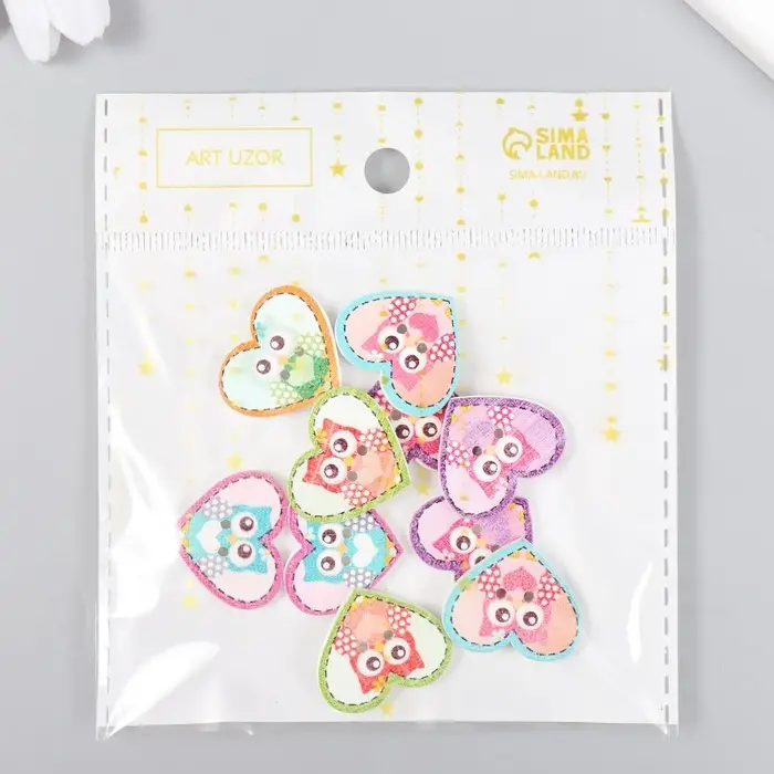 Декоративные пуговицы набор 10 шт. «Арт Узор. Совушка в сердечке», дерево, 2.4×2 см, МИКС Декоративные пуговицы набор 10 шт. «Арт Узор. Совушка в сердечке», дерево, 2.4×2 см, МИКС