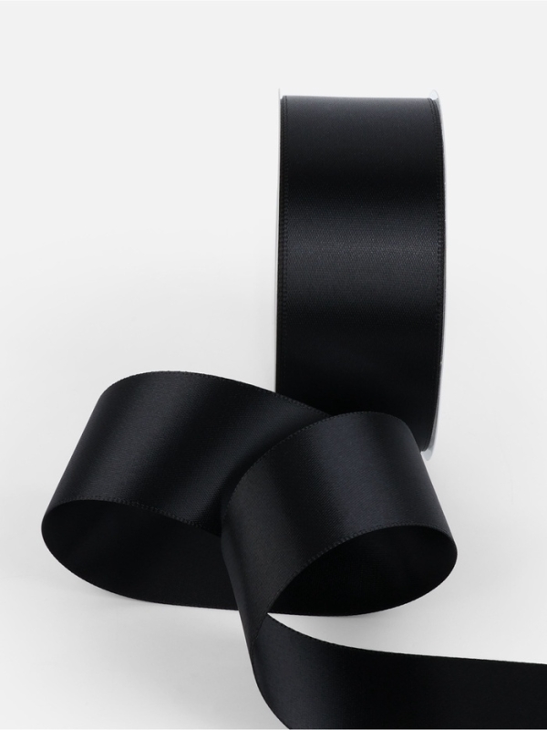 Лента атласная двухсторонняя №0030 38мм*25±1м чёрный TR Лента атласная двухсторонняя №0030 38мм*25±1м чёрный TR