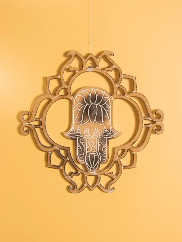 Панно "Хамса" МДФ, 40х40х1 см, цв. коричнево-белый