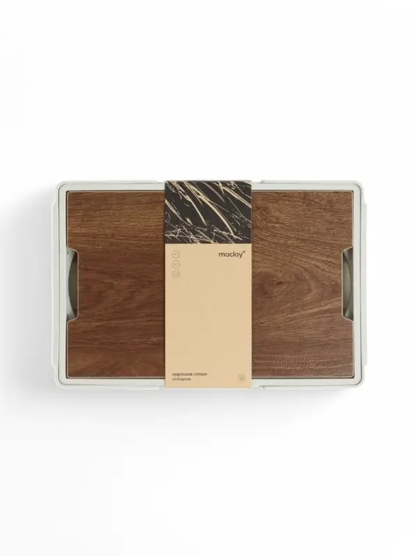 Стол - корзина maclay 2 в 1, складная, 15 л, 33&times;22&times;17/4.5 см, светло-серая