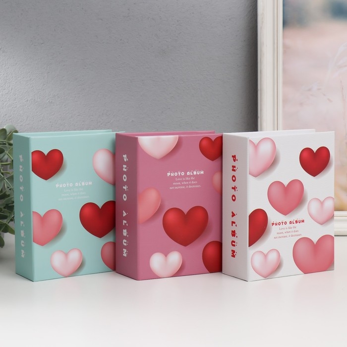 Фотоальбом на 100 фото 10х15 см  Фотоальбом на 100 фото 10х15 см "3D сердца" МИКС 5,5х12,5х16,5 см