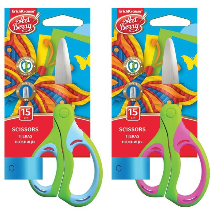 Ножницы детские 15 см, ErichKrause Combi, ручки с резиновыми вставками, с закруглёнными концами лезвий, МИКС Ножницы детские 15 см, ErichKrause Combi, ручки с резиновыми вставками, с закруглёнными концами лезвий, МИКС