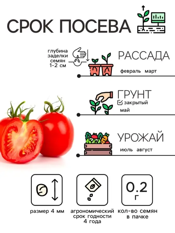 Семена Томат &laquo;Де Барао&raquo;, смесь, 0.2 г, &laquo;Рецепты дедушки Никиты&raquo;