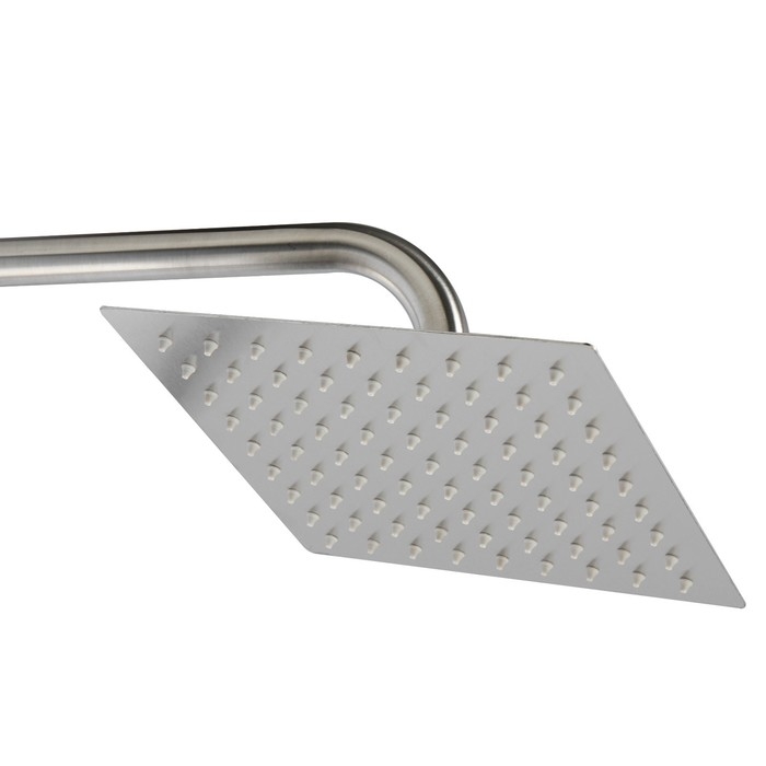 Душевая система ZEIN Z1007, смеситель, тропическая и ручная лейки квадрат, стойка, сатин Душевая система ZEIN Z1007, смеситель, тропическая и ручная лейки квадрат, стойка, сатин