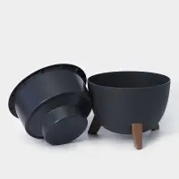 Кашпо для цветов на ножках &laquo;Флориан&raquo;, 12 л (11 л), d=35 см, h=25.5 см, со вставкой, цвет графитовый