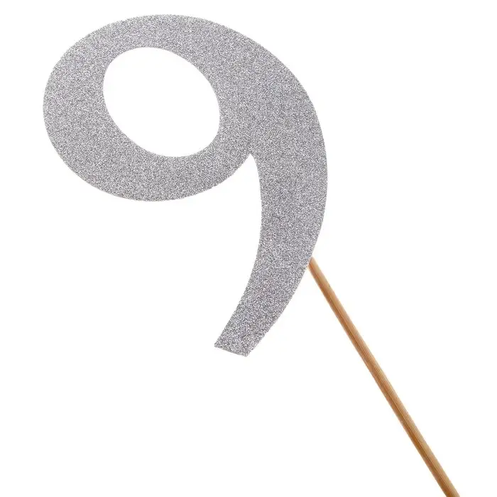 Топпер в торт &laquo;Цифра 9&raquo;, цвет серебро