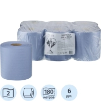Бумага протирочная для вымени синяя 20х18см 1000л 6рул/уп