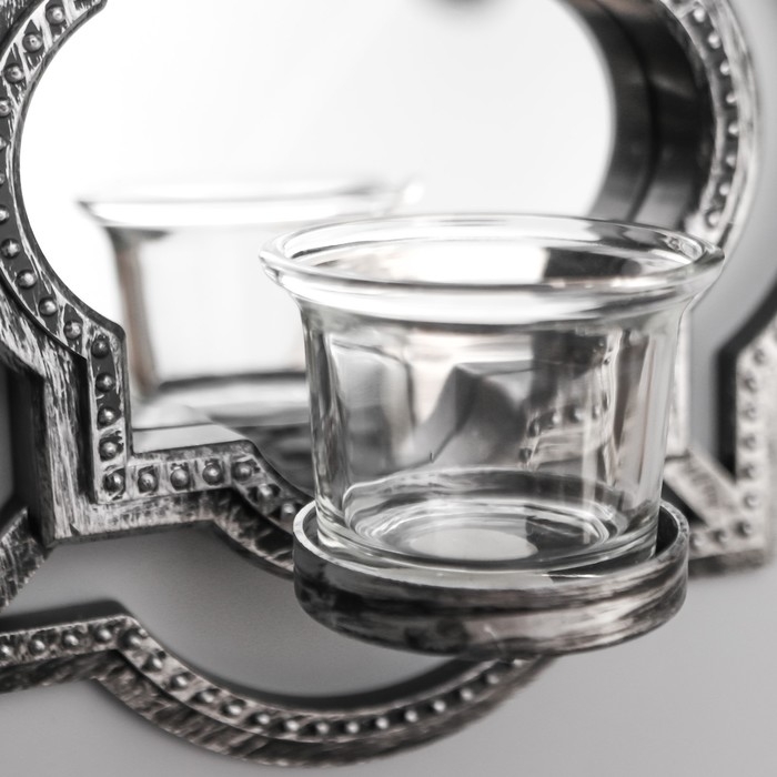 Подсвечник настенный стекло на 1 свечу Подсвечник настенный стекло на 1 свечу "Отражение" набор 2 шт d-4 см ст. сереб. 8х20х20,5 см