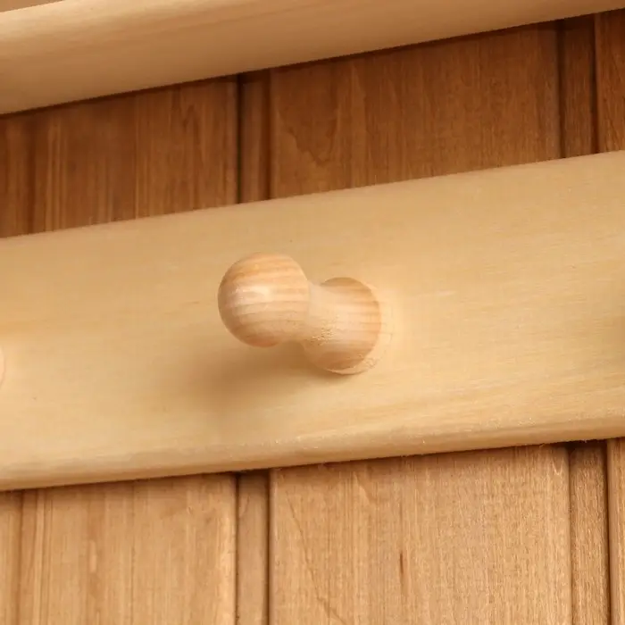 Полка - вешалка для бани и сауны, 57&times;18&times;12 см, деревянная, настенная, 5 крючков, &laquo;Добропаровъ&raquo;