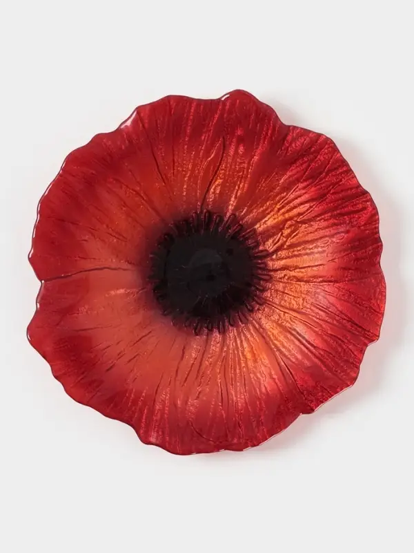 Блюдо сервировочное &laquo;Маки&raquo;, d=21 см, стекло, красное