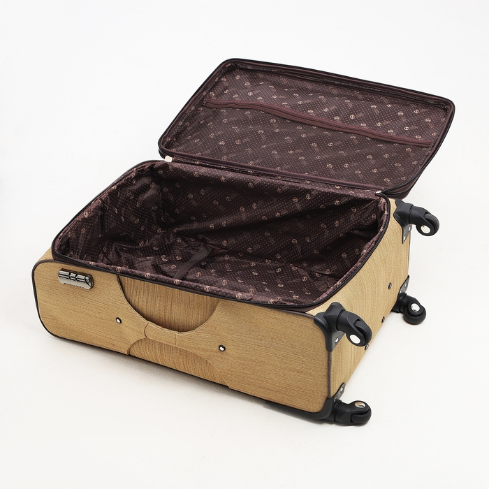 Чемодан большой 95 л (L), отдел на молнии, с расширением, кодовый замок, 4 колеса, наружный карман, цвет бежевый Чемодан большой 95 л (L), отдел на молнии, с расширением, кодовый замок, 4 колеса, наружный карман, цвет бежевый