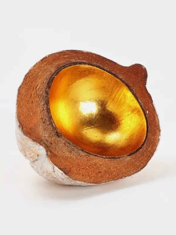Чаша из кокоса, 18&times;18&times;10 см, бежево-золотая