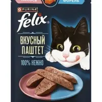 Влажный корм Felix "Вкусный Паштет",  лосось/форель 75г