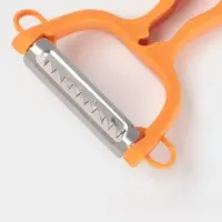 Овощечистка Доляна &laquo;Горох&raquo;, двухсторонняя, 16 см, оранжевая