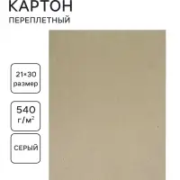 Картон переплётный 0.9 мм, 21&times;30, 50 листов, 540 г/м&sup2;, серый