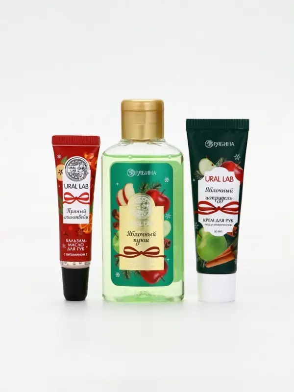 URAL LAB Арома Саунд Набор гель для душа, крем для рук и бальзам для губ, яблоко URAL LAB Арома Саунд Набор гель для душа, крем для рук и бальзам для губ, яблоко