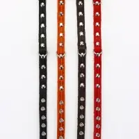 Ошейник кожаный однослойный украшенный, 1,2 см, ОШ 20-26 см микс цветов Ошейник кожаный однослойный украшенный, 1,2 см, ОШ 20-26 см микс цветов