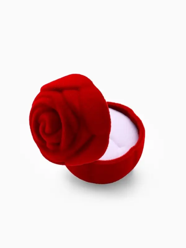 Футляр под кольцо, серёжки &laquo;Роза&raquo;, без листьев, бархатный, 4.5&times;3.5 см, красный