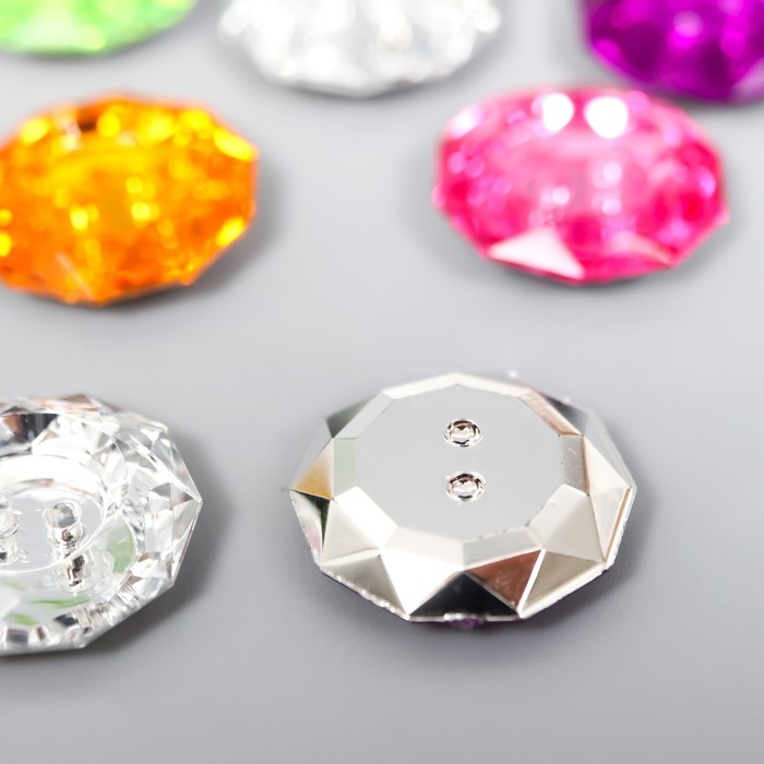 Пуговицы пластик для творчества 2 прокола Пуговицы пластик для творчества 2 прокола "Кант страз" набор 15 шт МИКС d=1,8 см