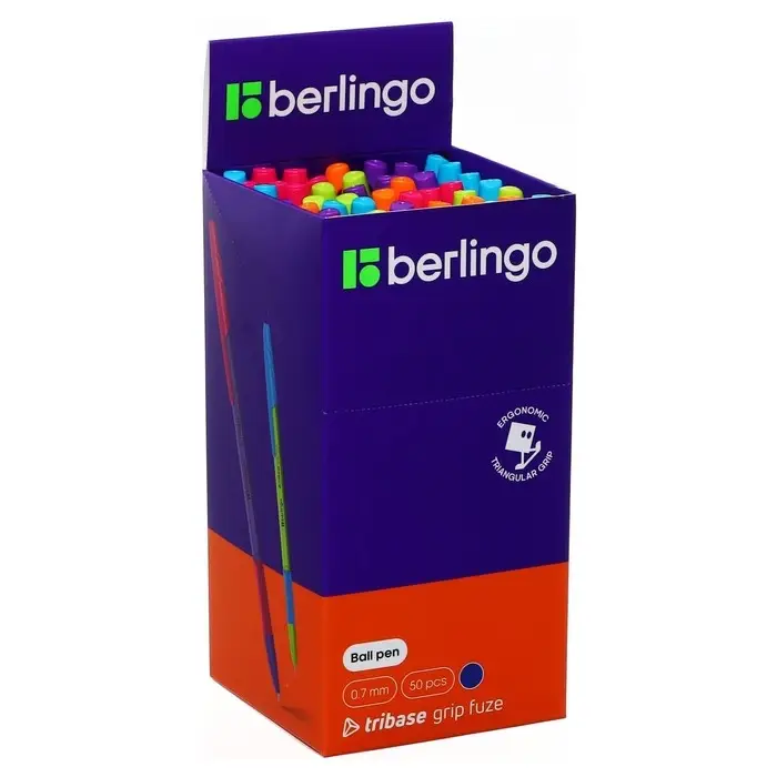 Ручка шариковая Berlingo Tribase grip fuze, стержень синий 0.7 мм, грип, корпус МИКС Ручка шариковая Berlingo Tribase grip fuze, стержень синий 0.7 мм, грип, корпус МИКС