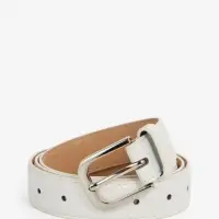 Ремень женский, 110&times;2.8 см, пряжка металл, серебристая, белый