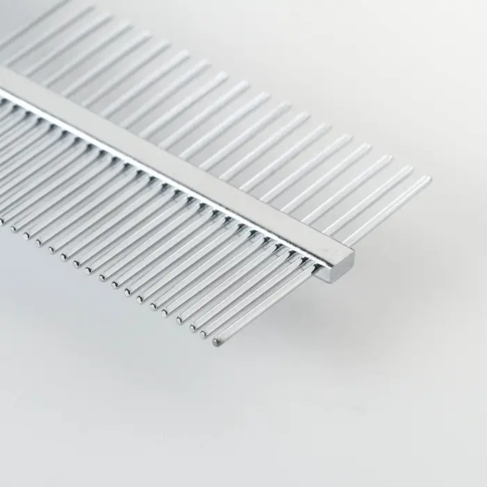 Расчёска для шерсти &laquo;Комфорт&raquo;, 19.5&times;5.2 см, двухсторонняя, нескользящая ручка, голубая