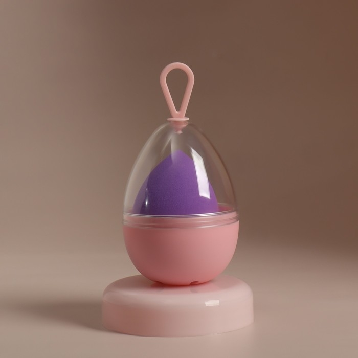 Скошенный спонж для макияжа «Капля», 6 × 4 см, увеличивается при намокании, в футляре, цвет фиолетовый Скошенный спонж для макияжа «Капля», 6 × 4 см, увеличивается при намокании, в футляре, цвет фиолетовый