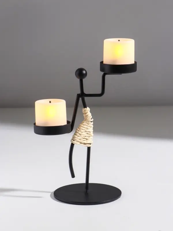 Подсвечник металл на 2 свечи  Подсвечник металл на 2 свечи "Аборигенка танцующая" d=4 см 10,5х8х16 см