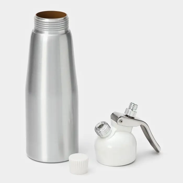 Сифон для взбивания сливок и газировки KONFINETTA, 500 мл, 3 насадки, алюминий, серебристый