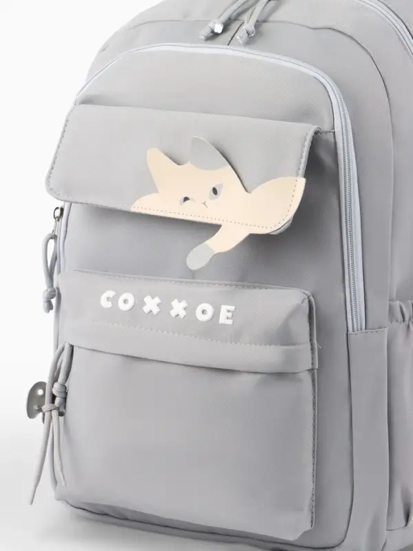 Рюкзак школьный, &laquo;Уставший кот&raquo;, 5 карманов, 2 отделения, 31&times;13.5&times;45 см, серый