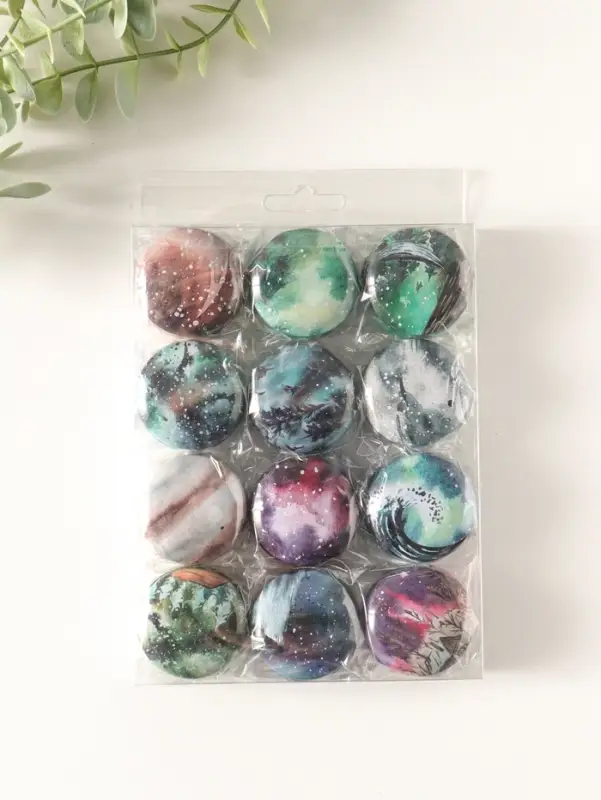 Шкатулка металл круглая "Стихии" набор 12 шт 4х4х2 см