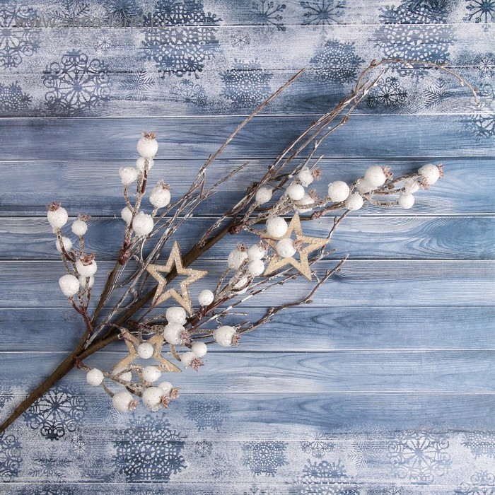 Декор Декор "Зимняя магия" ветка с ягодами и звёздами, 63 см