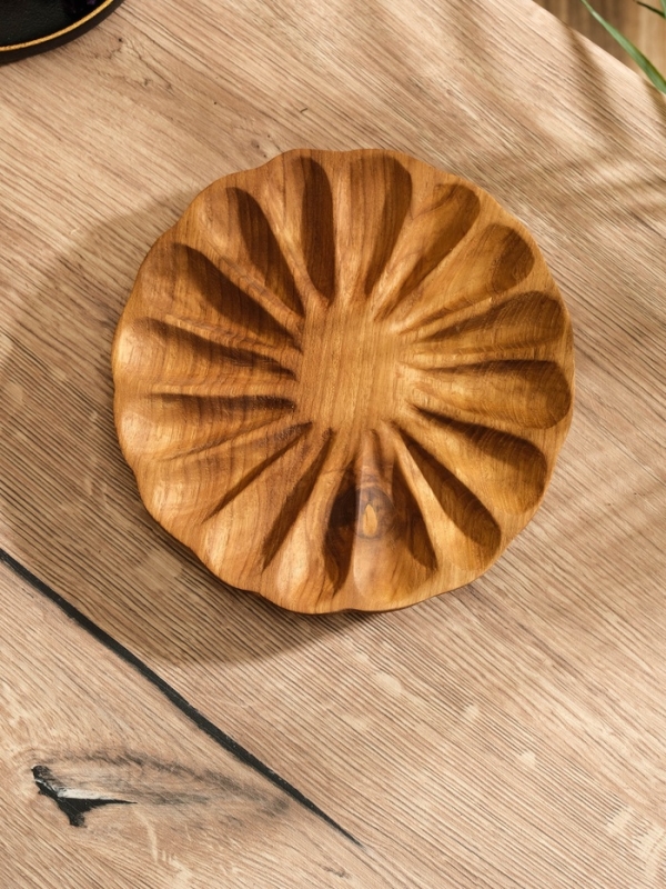 Тарелка Тарелка "Раковина" дерево Джати, 20х20х3 см, цв. коричневый