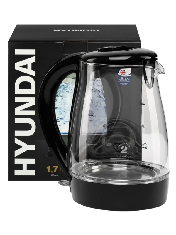 Чайник HYK-G2011 1,7л 2200Вт черный (стекло)