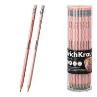 Карандаш чернографитный ErichKrause Prima Cat круглый, с ластиком, HB, в тубусе, МИКС