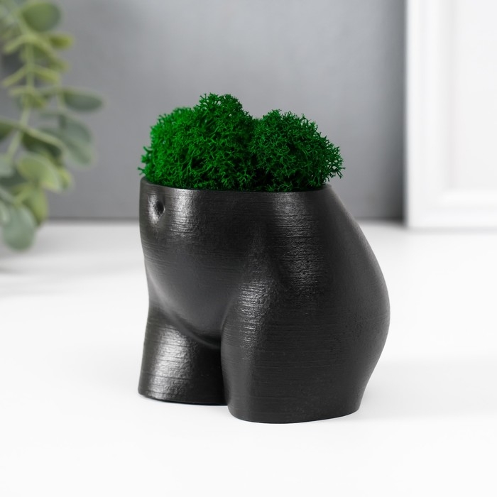 Кашпо бетонное  Кашпо бетонное "Невинный вид" высота 6,5см, ширина 8,5см черный со мхом