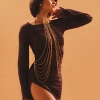 Бодичейн на тело, цепочки, 55 см, цвет золото