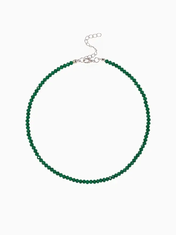Чокер из бисера &laquo;Хрусталь&raquo;, зелёный в серебре, 36 см + 5 см доп, цепочка