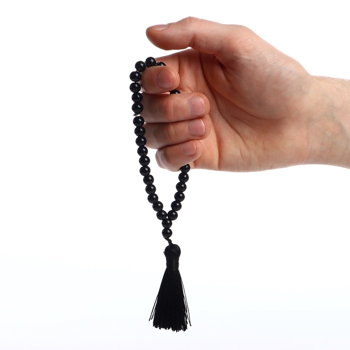 Чётки мусульманские шар №8 «Агат чёрный», 35 бусин через перемычку Чётки мусульманские шар №8 «Агат чёрный», 35 бусин через перемычку