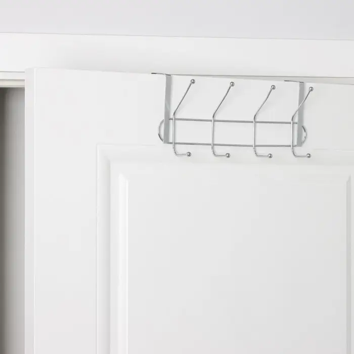 Вешалка на дверь на 4 двойных крючка Доляна &laquo;Блеск&raquo;, 31&times;15&times;11 см, цвет хром