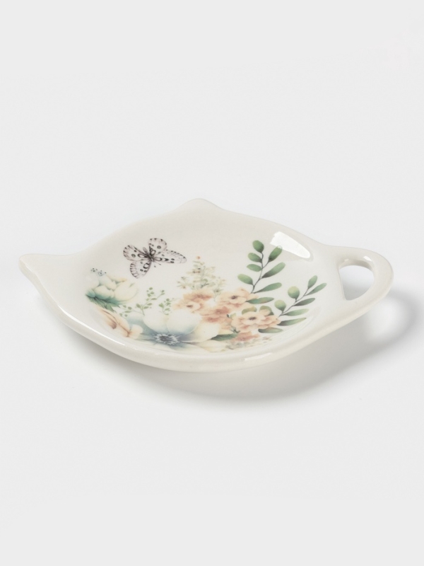 Подставка под чайный пакетик Доляна  Подставка под чайный пакетик Доляна "Цветы" цвет белый  12х9х1,5 см