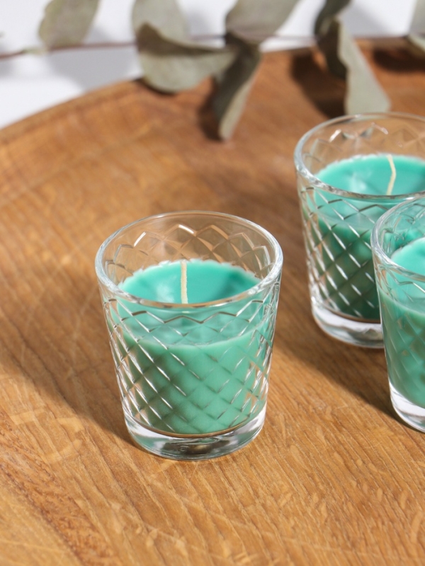 Свеча ароматическая в стакане (набор 3 шт) по 50 мл, 10 ч, 32 гр, ХВОЙНАЯ ИГОЛКА