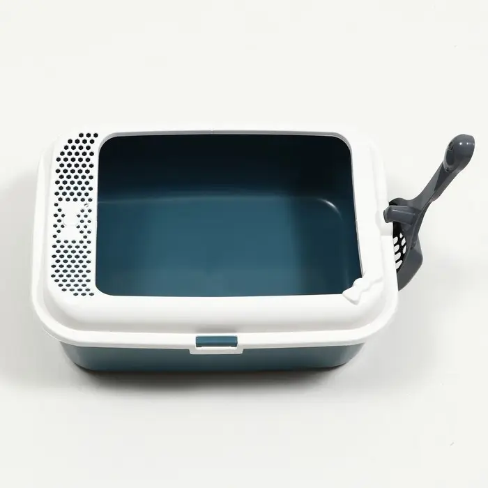 Туалет для кошек &laquo;Сима&raquo; FIX, 30&times;39&times;13.5 с, с бортом и совком, пластик, совок МИКС, серый